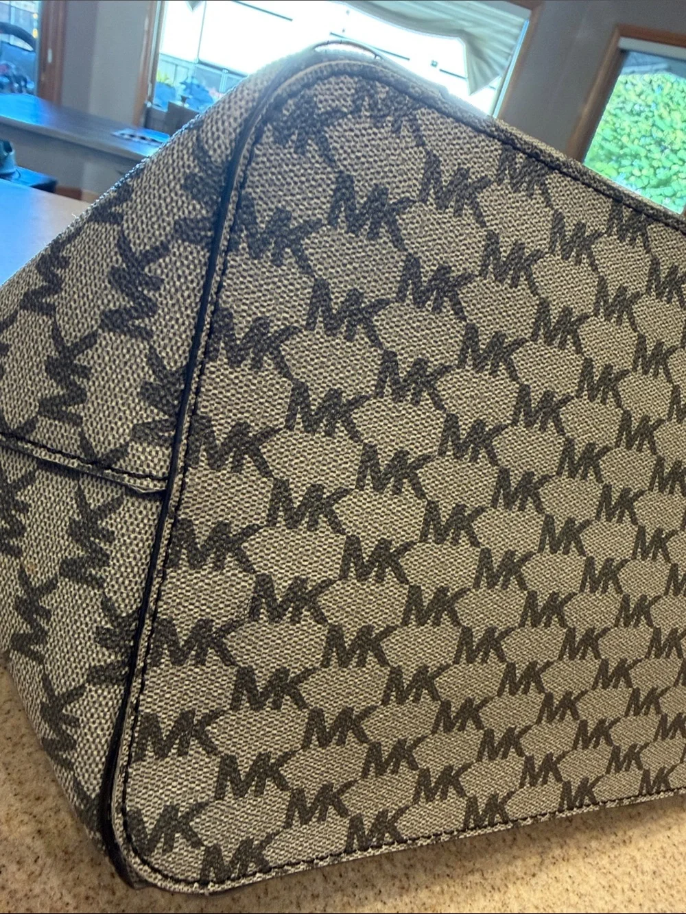 Michael Kors Black &Gray MK Logo Tote with Black Handles large